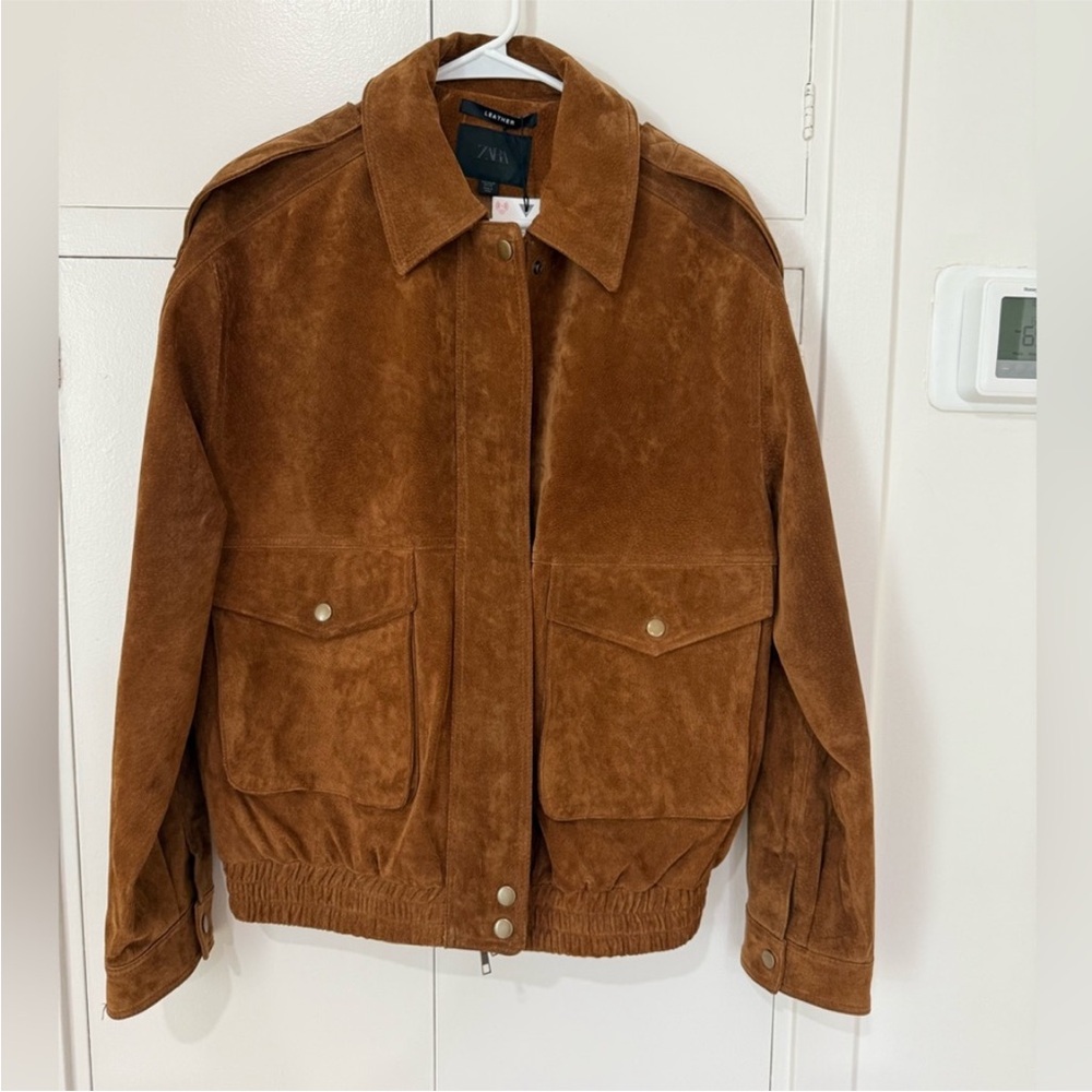 Zara Suede Bomber Jacket - NWT Size XS